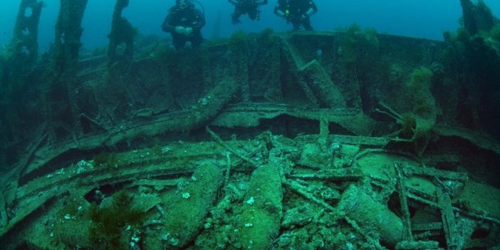 Çanakkale'de batırılan İngiliz amiral gemisi görüntülendi. 107 senedir burada yatıyor