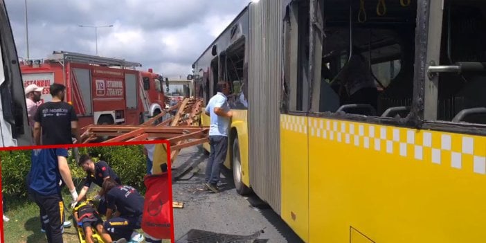 İETT otobüsüne kamyondan düşen demirler saplandı. İstanbul'da feci kaza