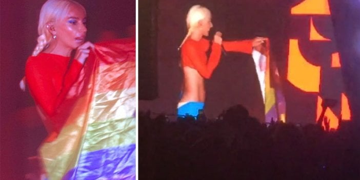 Gülşen sahnede LGBT bayrağı açtı: Dinleyiciler arasında kavga çıktı