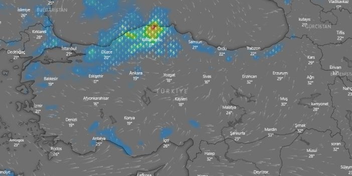 Fırtınanın Kastamonu’nun üzerine çökeceği saat belli oldu. Fırtına hızla ilerliyor