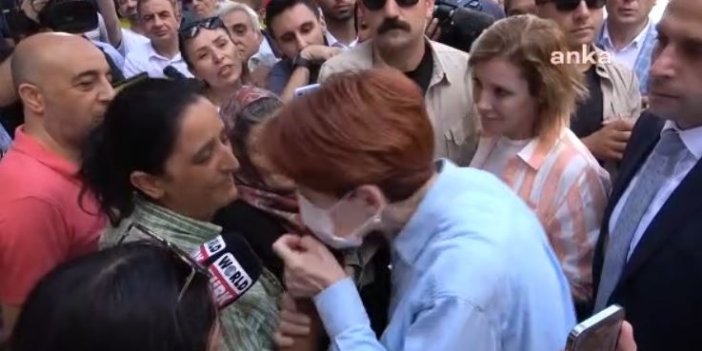 Gelin, kaynana Meral Akşener'e dert yandı, ağladı. Akşener o annenin elini öptü