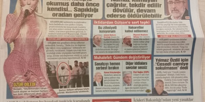 En güzel karşılaştırmalı Gülşen haberi Sözcü'den geldi. Gülşen böyle dedi tutuklandı. İlahiyatçı Sifil öldürün dedi soruşturma bile çalmadı