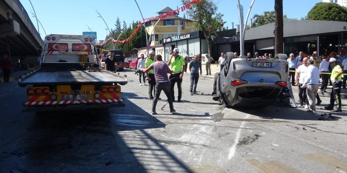 Kırmızı ışık ihlali yapan araç ters döndü: 2 yaralı