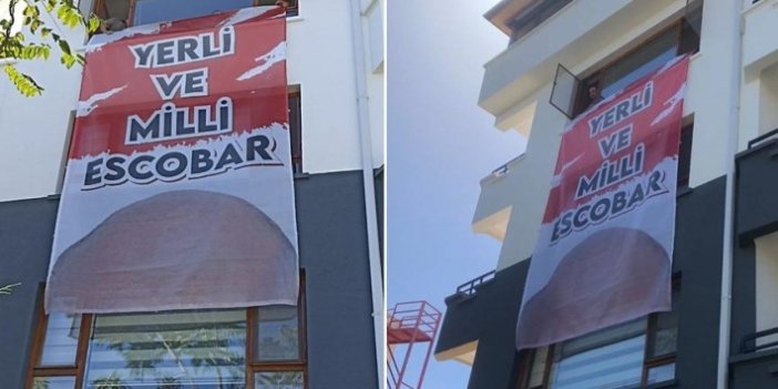 Pankartı indirmeye giden polisler aldığı cevapla şok oldu. Zafer Partisi'nin bütün teşkilatlarına "Yerli ve milli Escobar" pankartı asıldı