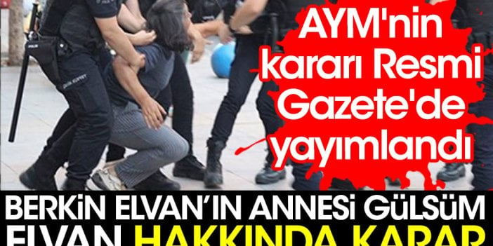 Berkin Elvan'ın annesi Gülsüm Elvan hakkında karar. AYM'nin kararı Resmi Gazete'de yayımlandı