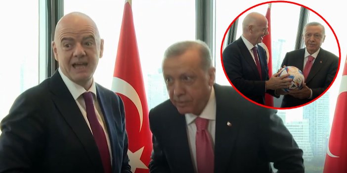 FIFA Başkanı ne yapacağını şaşırdı! Erdoğan hediye topa kafa attı