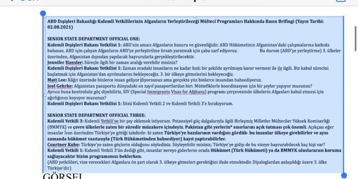 İYİ Partili Mehmet Tolga Akalın belgesini yayınladı. ABD ile Erdoğan arasında Afganların Türkiye'ye gelmesi için yapılan anlaşmanın tutanakları ortaya çıktı