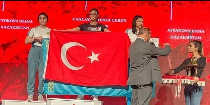 Dünya Şampiyonu sporcumuz Derya Ceren Çağlıyan'dan Türk bayraklı yanıt. Nezaket dışı hamleyi böyle önledi Dünyada gündem oldu