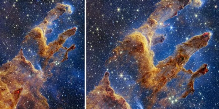 James Webb Uzay Teleskobundan renk cümbüşlü toz bulutu. Pillars of Creation'ı fotoğrafladı