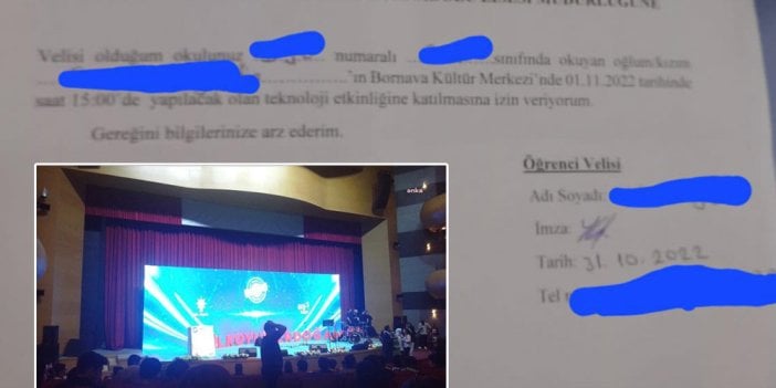 İzmir'de lise öğrencilerini 'Teknoloji etkinliği' diye 'İlk oyum Erdoğan'a' programına götürdüler