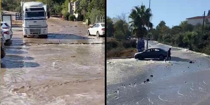 Muğla'da  İsale hattı patladı! Mahalleyi su bastı