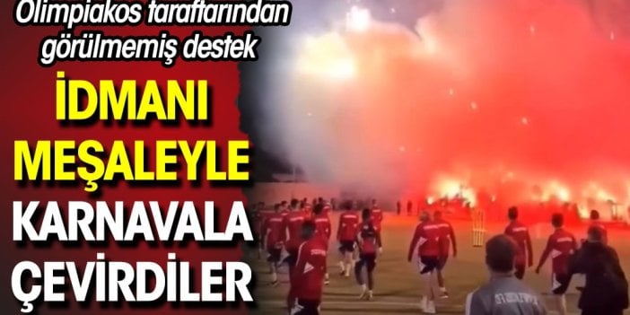 Çılgın Olimpiakos taraftarı antrenmanı maça çevirdi. Meşaleler havai fişeklerle takımlarını derbiye uğurladılar