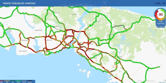 İstanbul'da trafik kilit. Yoğunluk yüzde 90'a ulaştı