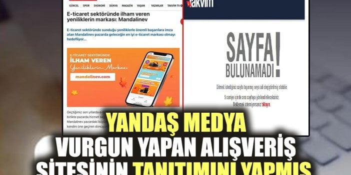 Yandaş Medya vurgun yapan alışveriş sitesinin tanıtımını yapmış