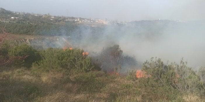 Sultangazi'de çalılık alanda yangın