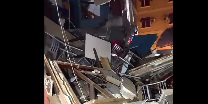 Düzce’de bir binanın ön cephesi çöktü