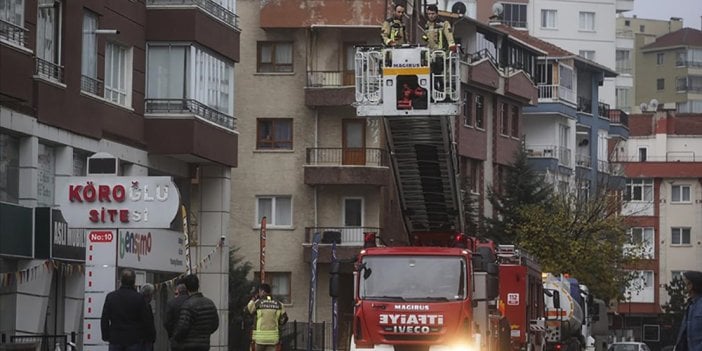 Yenimahalle'de korku dolu anlar! 10 katlı binada çıktı