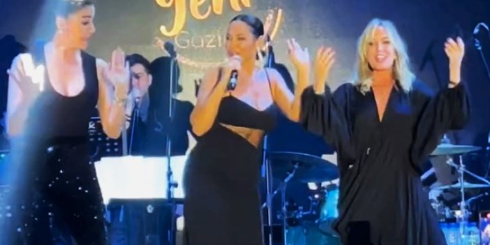 Hülya Avşar'ın sahnesinde olay vardı. Üç ünlü isim sahnede dans şov yaptı