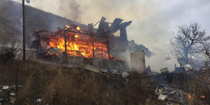 Köyde çıkan yangında iki ev alev alev yandı