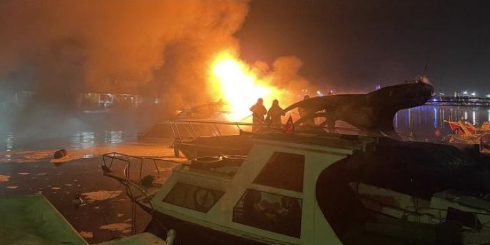 Kocaeli'de yangın: 2 motor yat ile 1 tekne kullanılamaz hale geldi