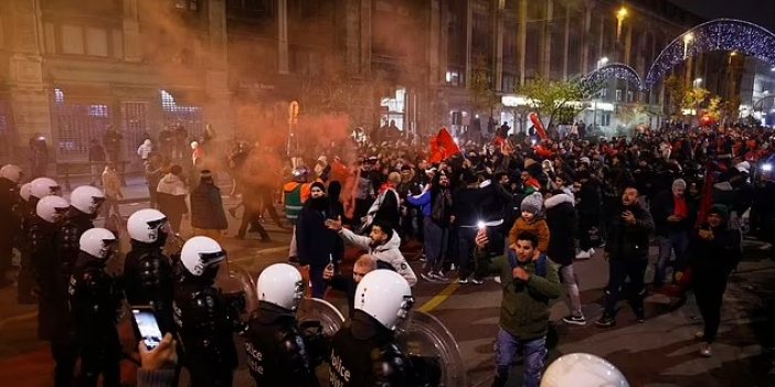 Brüksel'de Faslı taraftarlar ve polis arasında çatışma çıktı