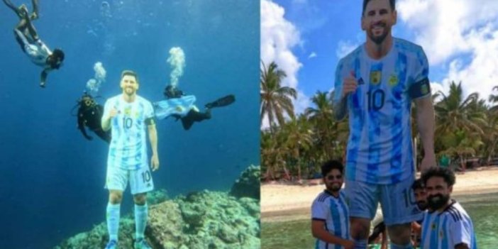 Denizin dibine Messi heykeli diktiler