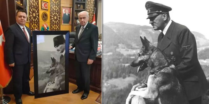 MHP'den skandal Atatürk portresi. Hem de Bahçeli'ye hediye edildi
