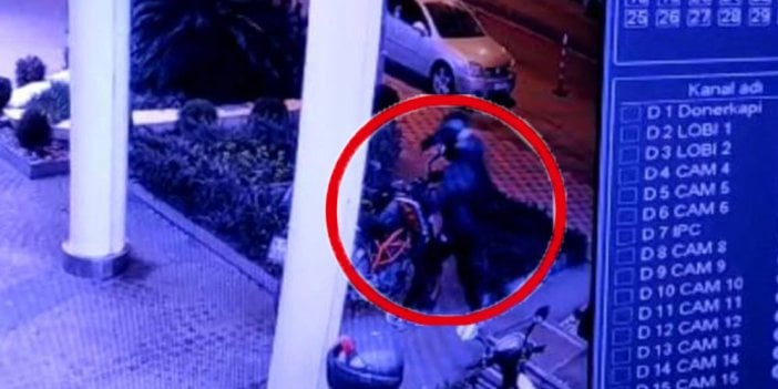 5 saniyede motosikleti çaldı. O anlar kamerada