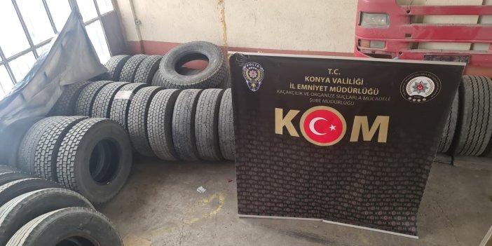 Konya'da kaçakçılık operasyonu: 4 tır lastiği ele geçirildi