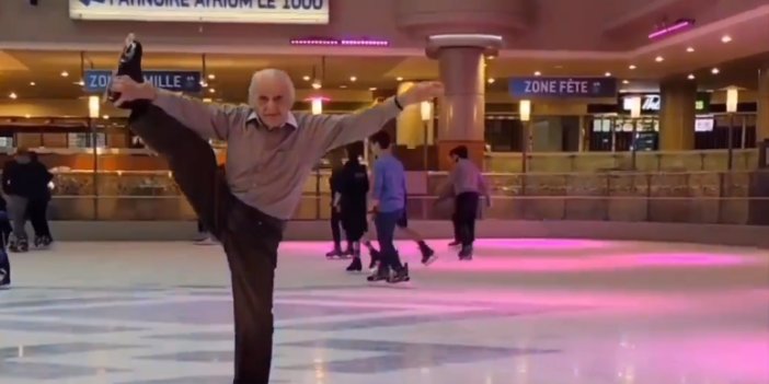 Kim der ki bu adam 91 yaşında. Buz pistinde şov yaptı