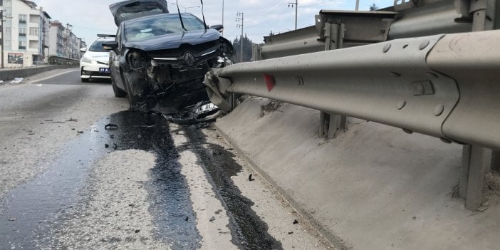 Yol ayrımında bariyerlere çarptı: 3’ü çocuk 6 yaralı