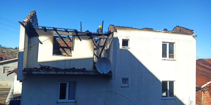 İki katlı evde çıkan yangın hasara yol açtı
