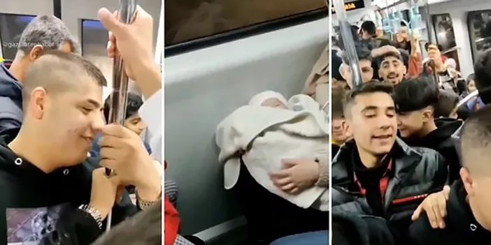 Gaziantep'te metroda ağlayan bebeğin uyuması için hep beraber ninni söylediler. Yaşasın iyi insanlar