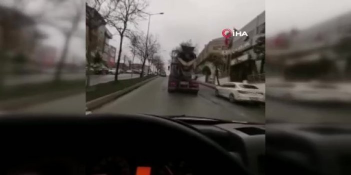 Ambulansa yol vermeyen beton mikser sürücüsü yakalandı