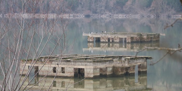 Kızılcapınar Barajı çekildi sır evler ortaya çıktı