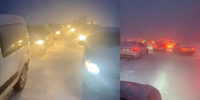 Uludağ'da kar kalınlığı 1 metreye yaklaştı. 20 kilometrelik araç kuyruğu oluştu