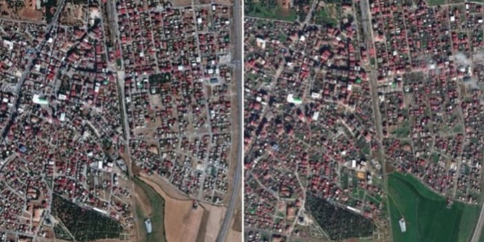Depremlerin yarattığı yıkım uydudan görüntülendi. Öncesini ve sonrasını paylaştılar