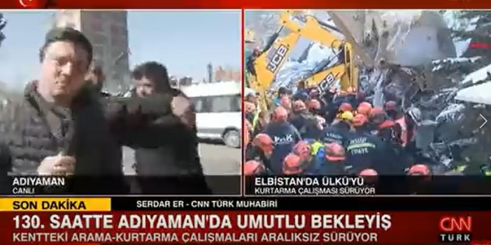 CNN Türk muhabirine canlı yayında saldırı. Stüdyodakiler hiçbir şey olmamış gibi yayına devam etti