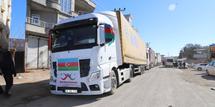 Azerbaycan’dan gelen 4 yardım TIR'ı Adıyaman’a ulaştı
