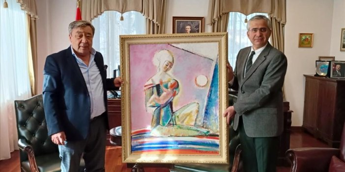 Kazak ressam tablosunu satıp depremzedelere bağışladı