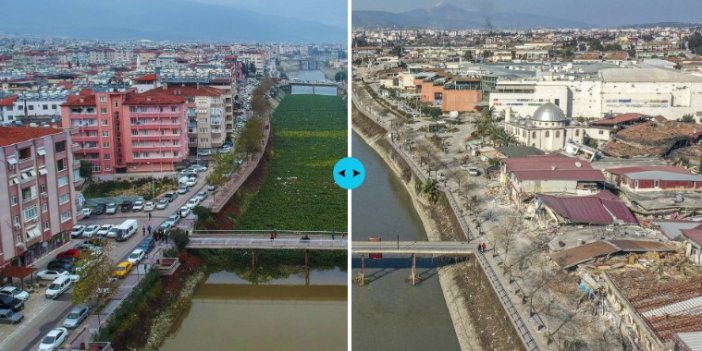 Deprem öncesi ve sonrası fotoğraflar yıkımın boyutunu gözler önüne serdi