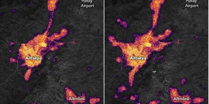 Antakya ve çevresinde yayılan ışık miktarını NASA uydusu görüntüledi: İşte depremin boyutu