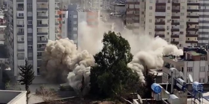 Adana'da 14 katlı bina kontrollü yıkıldı. Depremden sonra ağır hasar almıştı