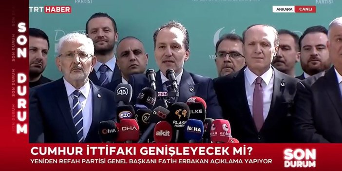 Fatih Erbakan Cumhur İttifakı'na hayır dedi. TRT yayını kesti