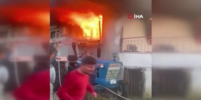Antalya'da ev alev alev yandı