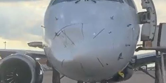 Kuş çarpan uçağın burnu bu hale geldi