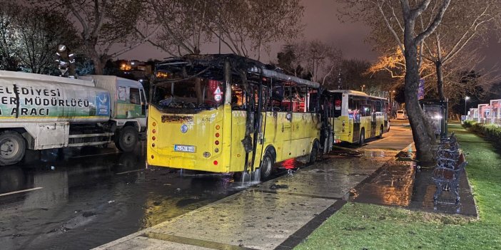 Fatih’te bir İETT otobüsü alev alev yandı