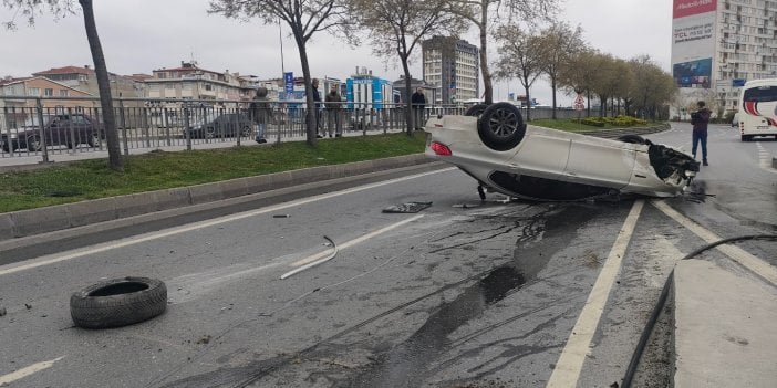 Şişli’de otomobil takla attı: 3 yaralı