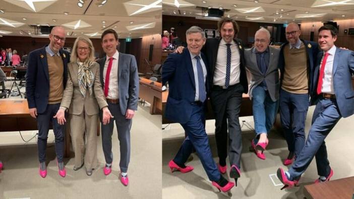Kanadalı erkek milletvekilleri parlamentoya pembe topuklu ayakkabılarla geldi