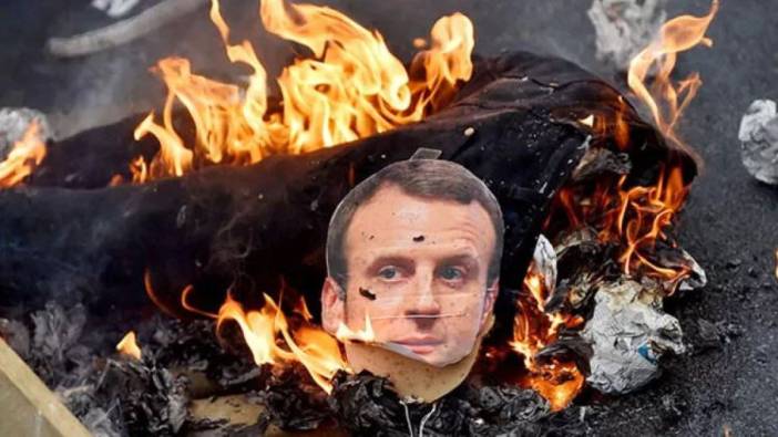 Fransa'da göstericiler Macron'un maketini yaktı